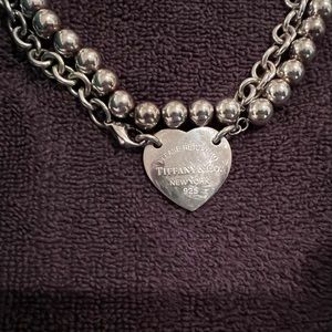 Tiffany Sterling Silver Heart Tag Wrap Necklace 32”